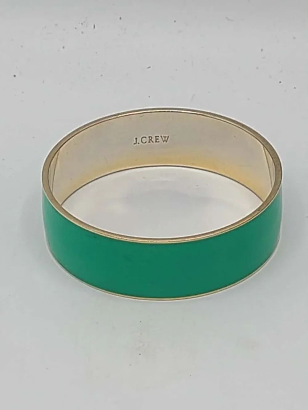 J Crew Green Enamel Gold Tone Bangle